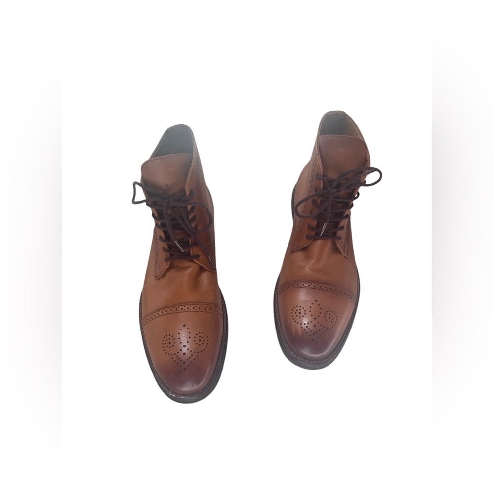 SAKS FIFTH AVENUE Men Perforated Leather Boots Cap Toe Size 10